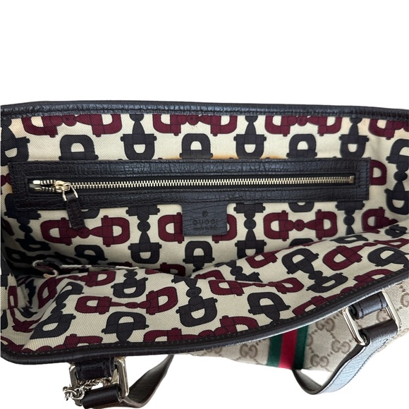 GUCCI Brwon GG PVC Canvas and Leather Tote Bag - Picture 8 of 9